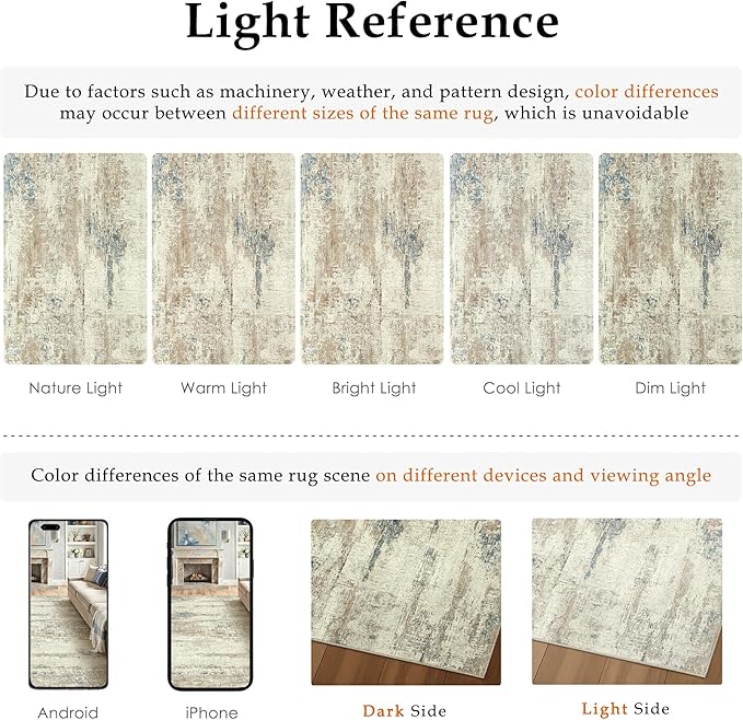 5x7 Area Rug Washable Beige Brown Abstract Living Room Carpet Non Slip Modern Neutral Soft Low Pile Contemporary Aesthetic Bedroom Indoor Rug for Office Laundry Dining Room Kitchen