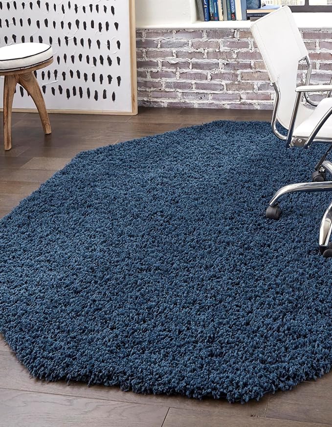 Unique Loom Solid Shag Collection Area Rug (8' Octagon, Sapphire Blue/ Navy Blue)