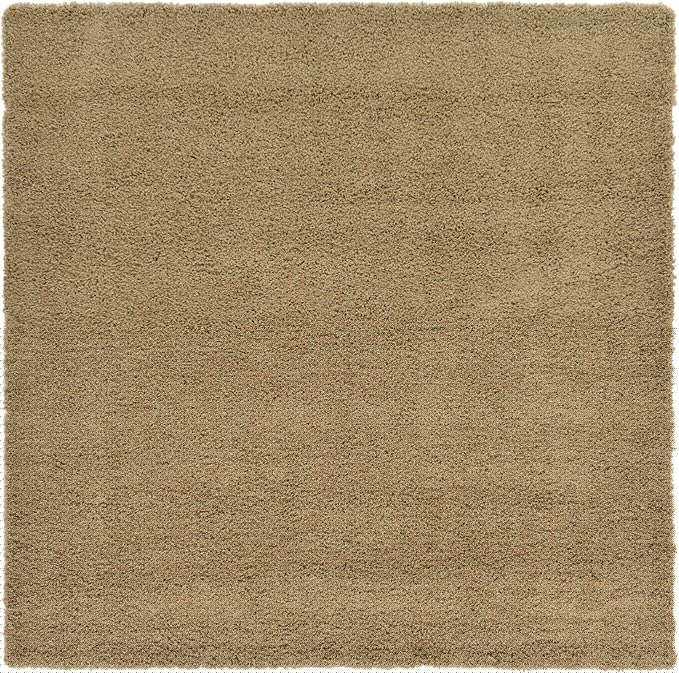Unique Loom Solid Shag Collection Area Rug (7' 10" Square, Sandy Brown)