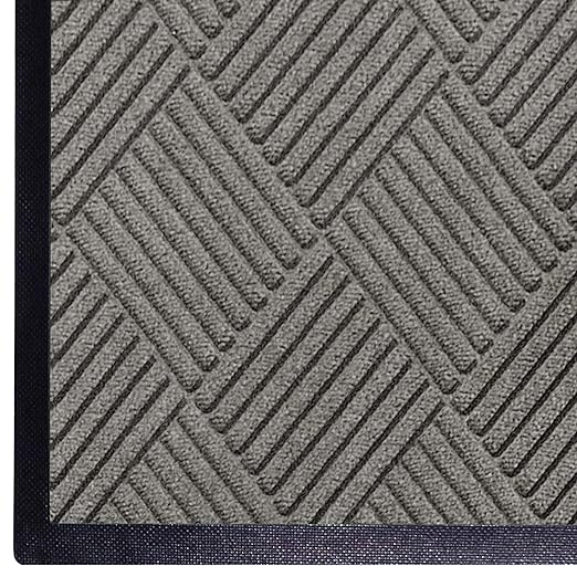 WaterHog Diamond | Commercial-Grade Entrance Mat with Rubber Border – Indoor/Outdoor, Quick Drying, Stain Resistant Door Mat (Medium Grey, 3' x 12')