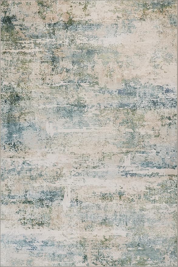Dash & Albert Blaire Mineral Machine Washable Rug, 2.5 X 8 Feet, Multicolored/Blue Graphic Pattern