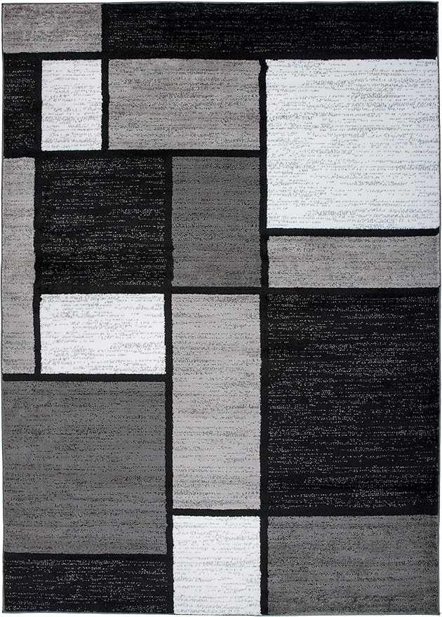 Rugshop Modern Geometric Gray Area Rug, Fade-Resistant Carpet for Large Living Room, Dining Room, or Open Space, 10' x 14'