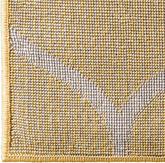Rugs.com Lattice Frieze Collection Rug – 7' x 10' Yellow Medium Rug Perfect for Living Rooms, Large Dining Rooms, Open Floorplans