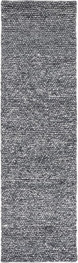SAFAVIEH Natura Collection Runner Rug - 2'3" x 12', Dark Grey, Handmade Wool Blend, Textured Design, Ideal for Hallway, Bedroom, Foyer (NAT620H)