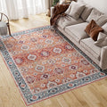 Dripex 8x10 Area Rugs - Stain Resistant Washable Rug Distressed Rugs for Living Room Dining Room Bedroom Anti-Slip Low-Pile and Soft Accent Rug Farmhouse Office Home Decor, Pet & Child Friendly
