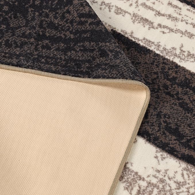 Superior Indoor Area Rug, Plush Carpet Cover, for Kids or Pets, Hallway, Entryway, Living Room, Dining, Bedroom, Office, Kitchen, Modern Geometric Patchwork, Rockwood Collection, 12' x 15', Chocolate
