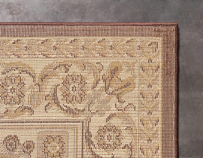 Unique Loom Versailles Collection Traditional Classic Medallion Floral Motif Area Rug (7' 0 x 10' 0 Rectangular, Brown/ Ivory)