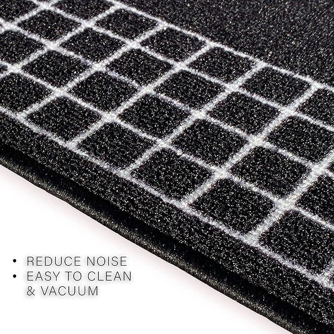 Custom Made Runner Rug for Kitchen Foyer Hallway Entry Choose Your Length 26 Inch Wide Geometric Checkered Design Black Color (19 feet x 26 inch)