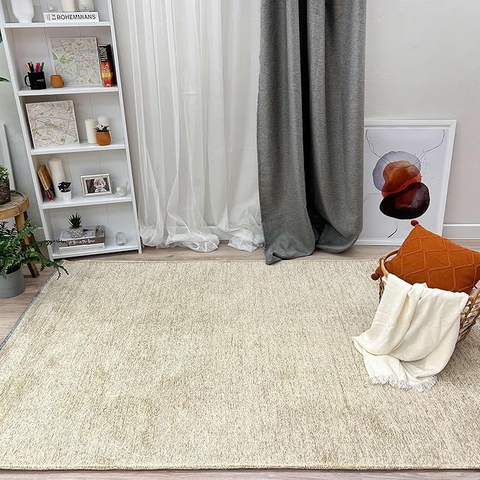 Alfa Rich 3x5 Sand Beige Washable Area Rugs for Living Room Bedroom Kitchen Cotton Runner Decor Rug
