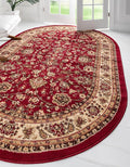 Unique Loom Sialk Hill Collection Area Rug - Washington (5' x 8' Oval Burgundy/Cream)