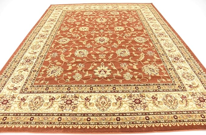 Unique Loom Voyage Collection Traditional Oriental Classic Intricate Design Area Rug (8' 0 x 10' 0 Rectangular, Terracotta/Ivory)