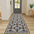 Classic Geometric Runner Rug, 3.3x7ft, Greek Key Print Runners Rugs, Vintage Moroccan Checkered Carpet, Cozy Short Pile No Crease Farmhouse Rugs for Living Room Laundry