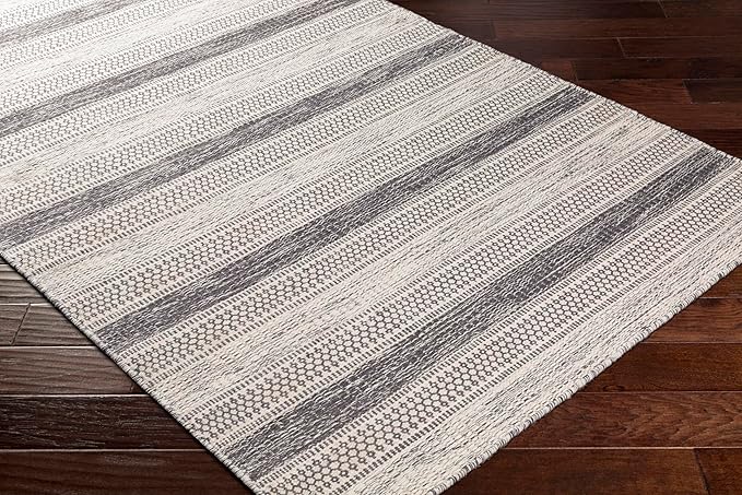 Mark&Day Wool Rugs, 2x8 Marvelle Global Medium Gray Runner Area Rug, Black Ivory Carpet for Hallway, Kitchen, Bedroom or Living Room (2'6" x 8' Runner)