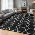 ONASAR 5x7 Area Rugs for Living Room Bedroom, Washable Fluffy Black and White Rug, Geometric Boho Soft Plush Shaggy Floor Carpet Mat for Nursery Kids Girls Boys Teen Dorm Home Decor Aesthetic