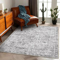 Washable Area Rug 4'x6' Vintage Traditional Floor Cover Foldable Thin Rugs Retro Kitchen Indoor Distressed Non Slip Carpet Floral Print Mat Bedroom Living Room
