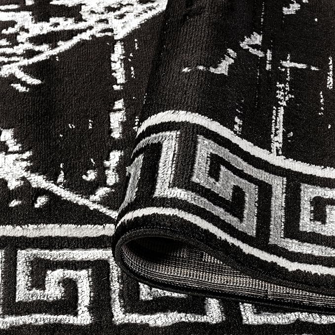 GLORY RUGS Area Rugs Marble 4x5 Black Gray Carpet Modern Abstract Rug Living Room Dining Bedroom Rug