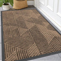 Kitinjoy Front Door Mat Outside Entrance, Sturdy Natural Dirt Trapper, Heavy Duty Rubber Doormat, Low Profile Non-Slip Backing, Easy Clean Floor Mat for Indoor Outdoor Entry, 47X23 Inch, Brown
