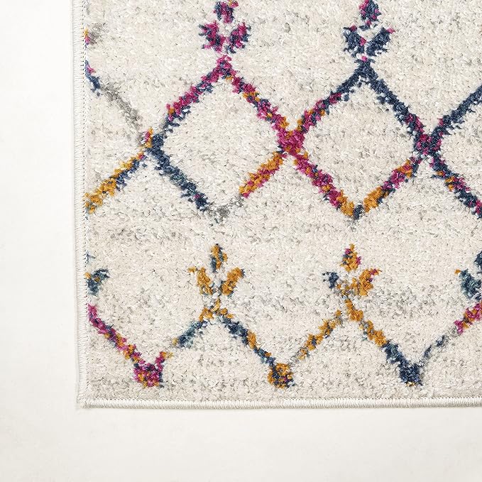 JONATHAN Y Boho Vintage Diamond Cream/Multi Indoor Area Rug 8X10 ft, Moroccan Hype for Living Room, Bedroom, Kitchen, Office, Easy-Cleaning, High Traffic, Pet-Friendly, Non-Shedding (MOH101H-8)