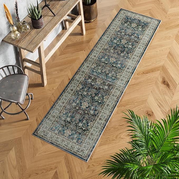 Dripex Tribal Washable Runner Rug-2x5 Non-Slip Non-Shedding Runners for Hallways Stain Resistant Kitchen Mat Laundry Entryway Carpet Runner for Doorway Entrance Bedroom Living Room Decor