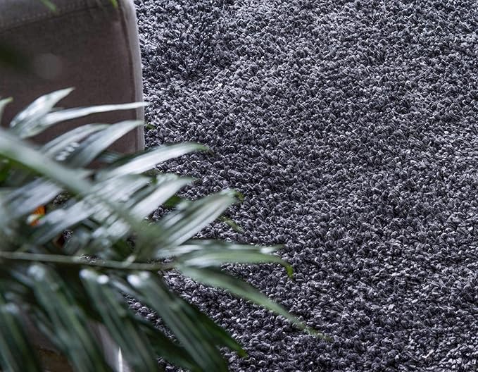 Unique Loom Davos Shag Collection Area Rug - Solid (8' x 10' Rectangle, Peppercorn)