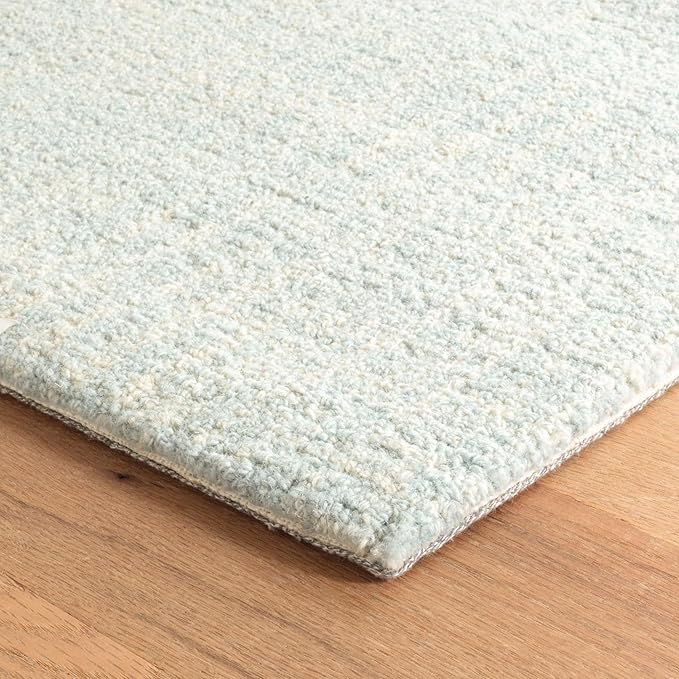 Dash and Albert Crosshatch Wool Area Rug - 2.5' x 8' Runner Sky Blue Solid Hand Micro Hooked Accent Rug - Durable, High Traffic Areas Bedroom, Hallway, Stairs