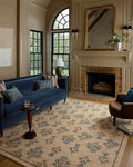 Loloi Chris Loves Julia Rue Collection RUE-04 Moss/Blue 2'-3" x 3'-9" Accent Rug Jute Neutral Floral Living Room Bedroom Rug