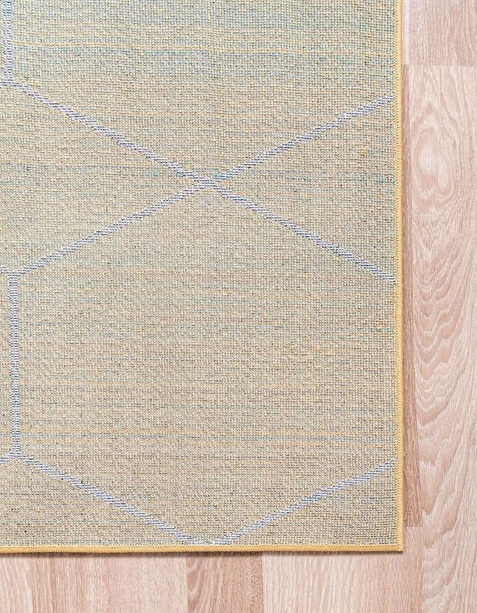 Unique Loom Trellis Frieze Collection Area Rug - Geometric (6' Square, Yellow/ Ivory)