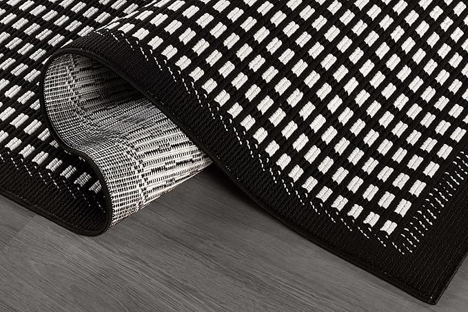 Beverly Rug Micro Loop Area Rug Black/White 8x10 Geometric Modern Luxury Zebra Durable Soft Indoor Rugs for Living Dining Room Office Stain Resistant Non Shedding Casual Indoor Carpet 8 x 10