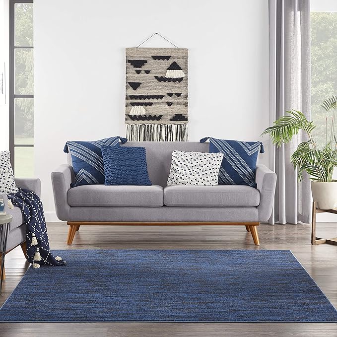 Nourison Home Nourison Essentials Midnight Blue 7' x Square Area Rug - Easy Clean, Non Shedding, Bed Room, Living Room, Dining Room, Kitchen (7' x Square)