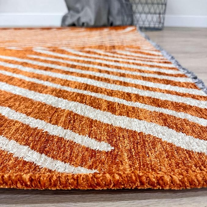 Alfa Rich 3x5 Geometric Burnt Orange Off White Washable Area Rugs for Living Room Bedroom Runner