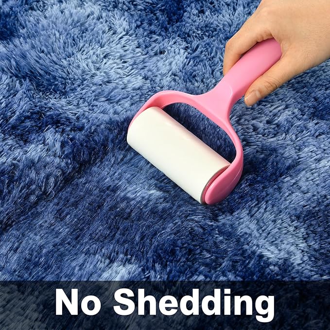 Large Shag Area Rugs 6 x 9, Plush Fuzzy Rugs for Living Room, Ultra Soft Fluffy Furry Rug for Bedroom, Indoor Carpet Nursery Rugs for Kids Room Home Decor, Tie-Dyed Navy Blue