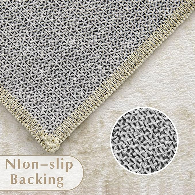 Vintage Living Room Area Rug - 9x12 Large Machine Washable Boho Moroccan Rug Distressed Farmhouse Rugs for Bedroom - Soft Non-Slip Indoor Carpet for Dining Room Office Nursery(Ivory, 9'x12')