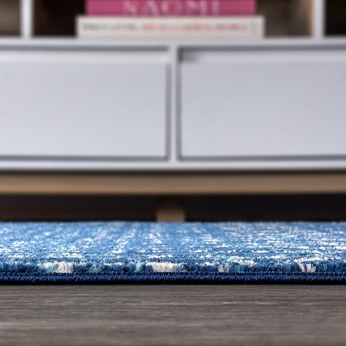JONATHAN Y Boho Vintage Diamond Blue/White Square Area Rug 5X5 ft, Moroccan Hype for Living Room, Bedroom, Kitchen, Office, Easy-Cleaning, High Traffic, Pet-Friendly, Non-Shedding (MOH101A-5SQ)