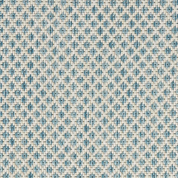 Nourison Home Courtyard Ivory Aqua 5' x Round Area Rug - Easy Clean, Non Shedding, Bed Room, Living Room, Dining Room, Kitchen (5' x Round)