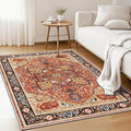 EnHomee 3x5 Washable Area Rugs for Bedroom, Boho Vintage Rugs, Foldable Area Rug for Dining Room, Non-Slip Soft Living Room Rug, Low Pile Large Carpet for Bathroom, Red