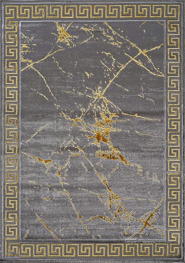 GLORY RUGS Area Rugs Marble 2x7 Gray Gold Carpet Modern Abstract Rug Living Room Dining Bedroom Rug
