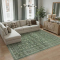 Area Rug 6x9 Green Washable Living Room Carpet Soft Non Slip Vintage Bedroom Indoor Office Traditional Retro Distressed Large Thicker Throw Rug for Dining Room Kitchen Playroom