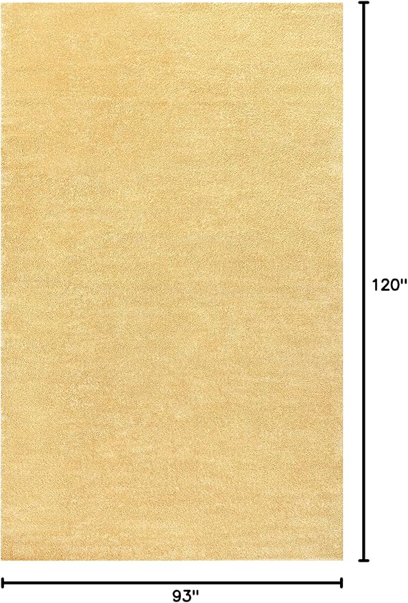 Eyely UES100B-8 Supersoft Haze Solid Low-Pile Indoor Area Rug Casual;Contemporary;Solid;Traditional, Bedroom, Kitchen, Living Room, Easy-Cleaning, Non-Shedding, 8 X 10, Mustard