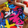 Funky Rug - 5x7 Rug, Colorful Geometric Abstract Area Rugs, Retro Pop Art Washable Soft Floor Carpets Home Decor #C072