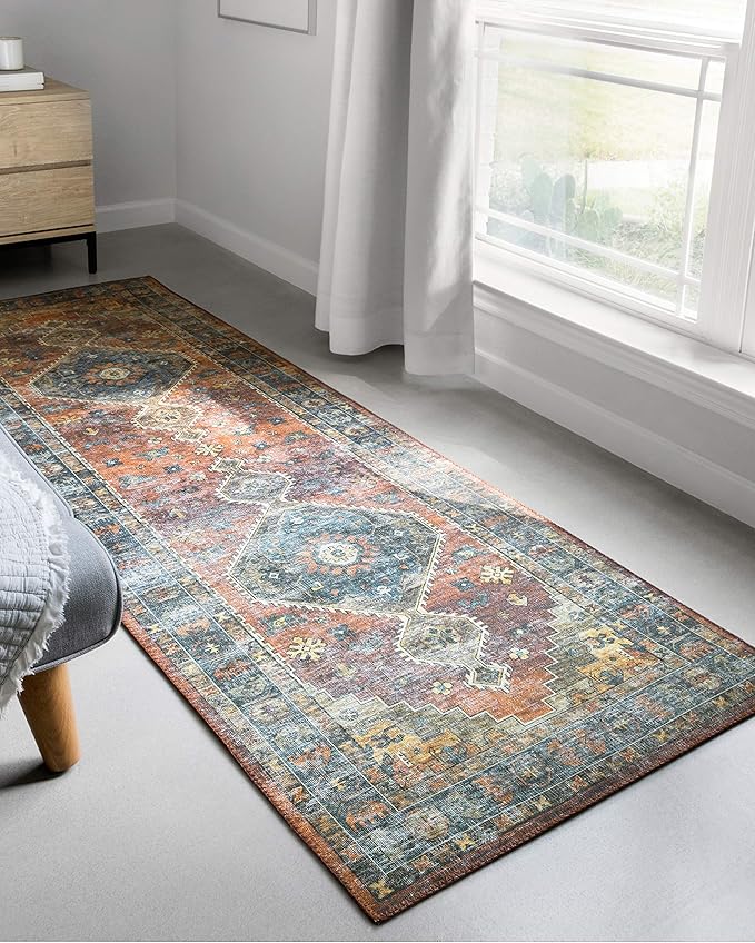 Loloi Skye Collection SKY-11 Rust/Blue 2'-6" x 12'-0" Runner Rug