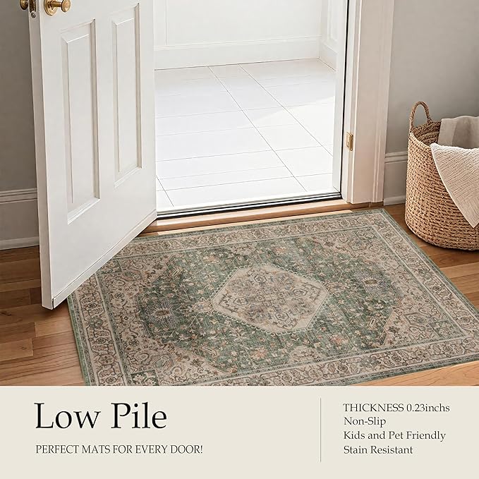 Area Rug Non Slip Machine Washable Ultra Soft Living Room/Bedroom/Kitchen/Outdoor/Classroom Celadon, 5'×7'