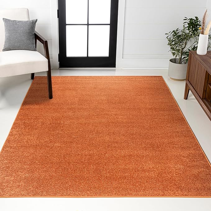 JONATHAN Y Haze Solid Low-Pile Orange Indoor Area Rug 9x12, Coastal,Bohemian,Minimalist,Classic, Easy-Cleaning for Living Room,Bedroom,Kitchen,Pet Friendly,Non-Shedding (SEU100M-9)