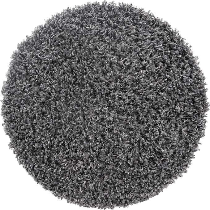 Unique Loom Davos Shag Collection Area Rug - Solid (2' Round, Peppercorn)