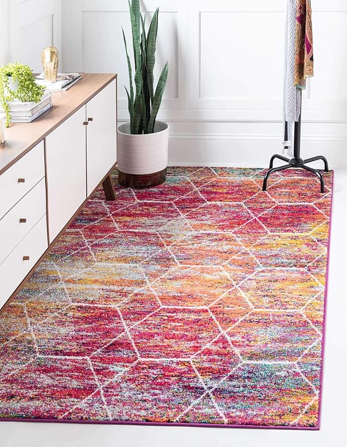 Unique Loom Trellis Frieze Collection Area Rug - Geometric (6' x 9', Multi/ Ivory)