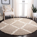 SAFAVIEH Dallas Shag Collection Area Rug - 4' Round, Beige & Ivory, Trellis Design, Non-Shedding & Easy Care, 1.5-inch Thick Ideal for High Traffic Areas in Living Room, Bedroom (SGD257D)