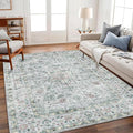 Area Rug 5'x7' Washable Rug Vintage Traditional Floor Cover Thin Retro Kitchen Indoor Distressed Non Slip Carpet for Living Room Bedroom Dining Room