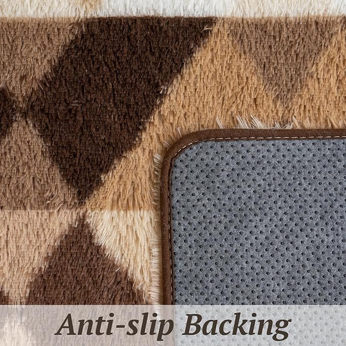 8x10 Area Rugs for Living Room Bedroom, Soft Fluffy Shaggy Bedside Rug, Indoor Floor Carpet for Kids Playroom, Dorms, Nursery Rooms, Home Decor (Coffee Ombre 8'x10')