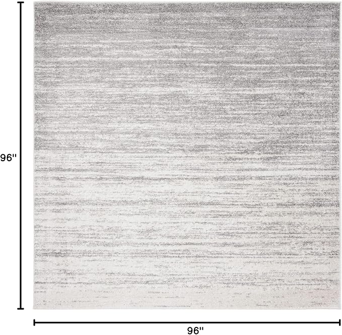 SAFAVIEH Adirondack Collection Area Rug - 8' Square, Ivory & Silver, Modern Ombre Design, Non Shedding & Easy to Clean, Ideal for Living Room, Bedroom, Office, Dining Space (ADR113B)