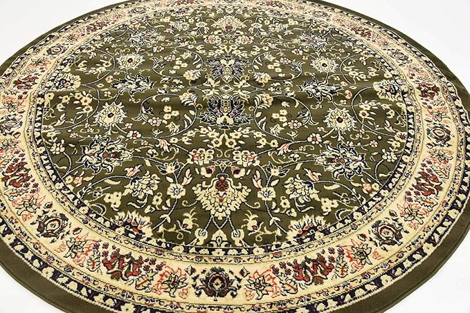 Unique Loom Sialk Hill Collection Area Rug - Washington (7' 10" Round Green/Hunter Green)