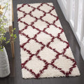 SAFAVIEH Dallas Shag Collection Runner Rug - 2'3" x 6', Ivory & Red, Trellis Design, Non-Shedding & Easy Care, 1.5-inch Thick Ideal for High Traffic Areas in Living Room, Bedroom (SGD257R)